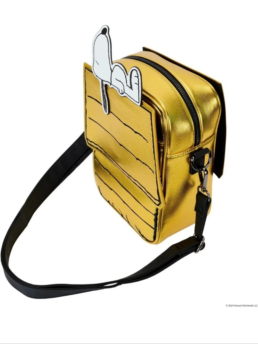 New Peanuts Yellow & Black Snoopy Doghouse Crossbody Bag